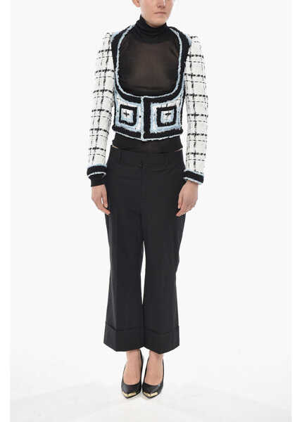 Sacouri elegante DSQUARED2 Cropped-Fit Bustier Jacket With Balcony Neckline Light Blue Femei (BM 19753877) 4