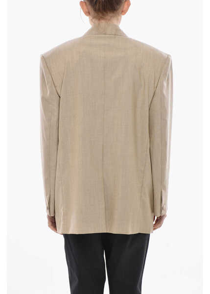 Sacouri Givenchy Oversized Double-Breasted Wool Blazer Beige Femei (BM 19753880) 2