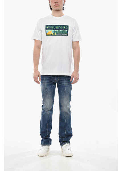 Tricouri DSQUARED2 Crewneck T-Shirt Cool Fit With Front Print White Barbati (BM 19754159) 4