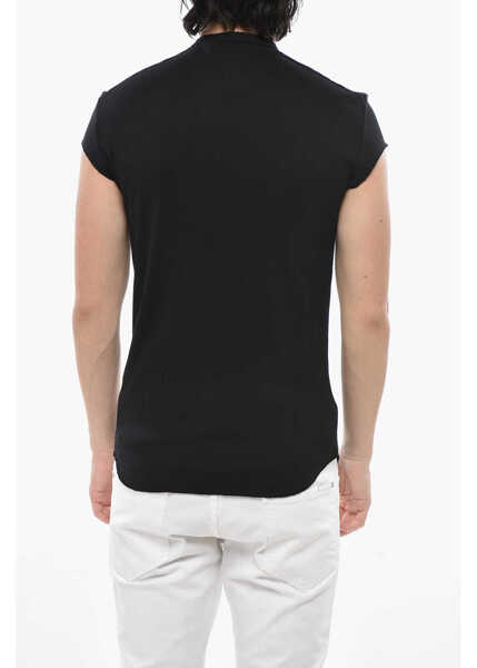 Tricouri DSQUARED2 Slim Fit Ribbed Crew Neck T-Shirt Black Barbati (BM 19754162) 2