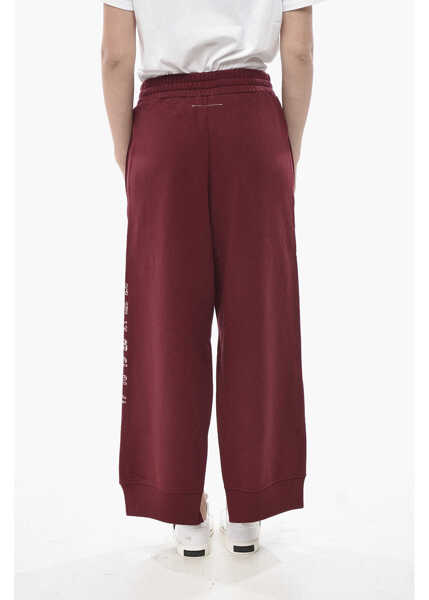 Pantaloni de trening Maison Margiela Mm6 Cropped-Fit Cotton Joggers With Slits Red Femei (BM 19754168) 2