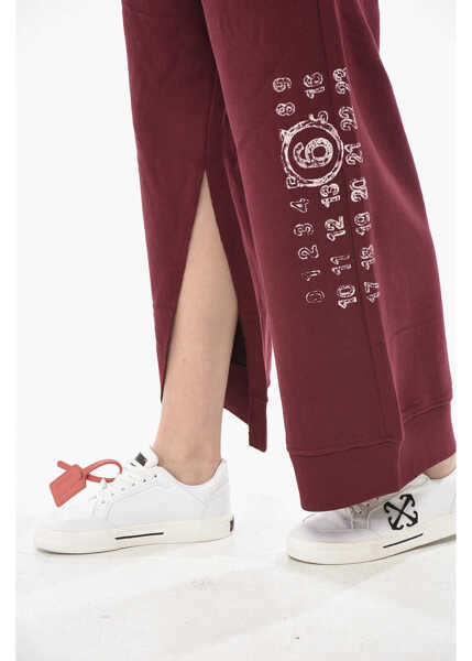 Pantaloni de trening Maison Margiela Mm6 Cropped-Fit Cotton Joggers With Slits Red Femei (BM 19754168) 3