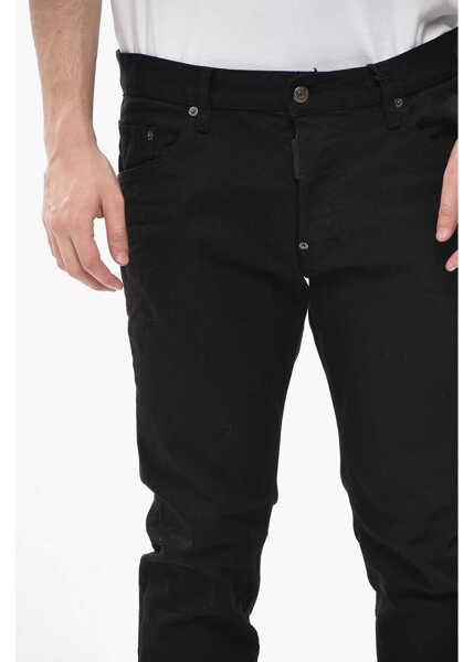 Blugi slim fit DSQUARED2 Black Bull Jeans Dark-Wash Skater With Silver Buttons 16Cm Black Barbati (BM 19754171) 3