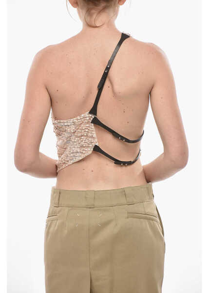 Bluze DSQUARED2 One-Shoulder Top Embellished With Sequins And Rhinestones Pink Femei (BM 19754186) 2