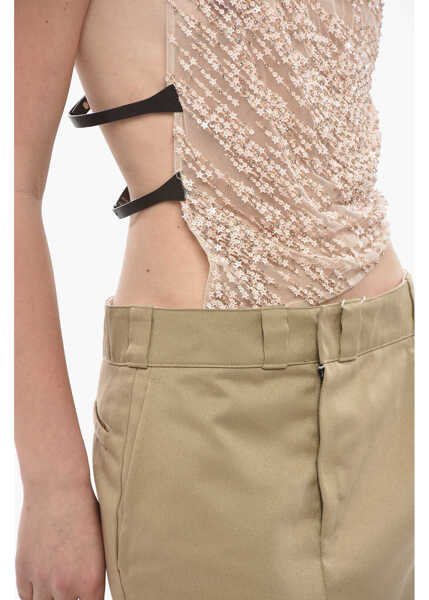 Bluze DSQUARED2 One-Shoulder Top Embellished With Sequins And Rhinestones Pink Femei (BM 19754186) 3