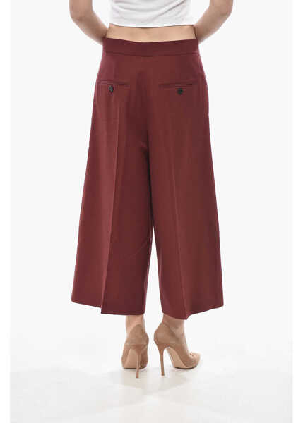 Pantaloni casual Marni Cotton Gaucho Trousers With Welt Pockets Burgundy Femei (BM 19754192) 2