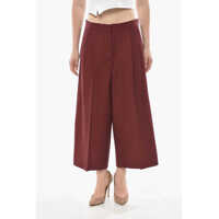 Pantaloni casual Cotton Gaucho Trousers With Welt Pockets Femei
