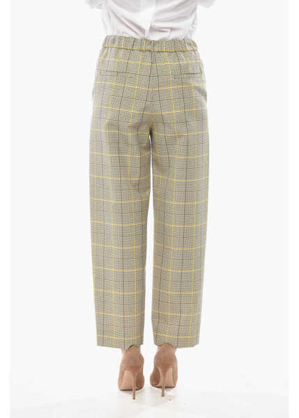 Pantaloni casual Marni Wool-Blend Cropped Fit Trousers With Checked Pattern Beige Femei (BM 19754195) 2
