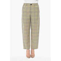 Pantaloni casual Wool-Blend Cropped Fit Trousers With Checked Pattern Femei