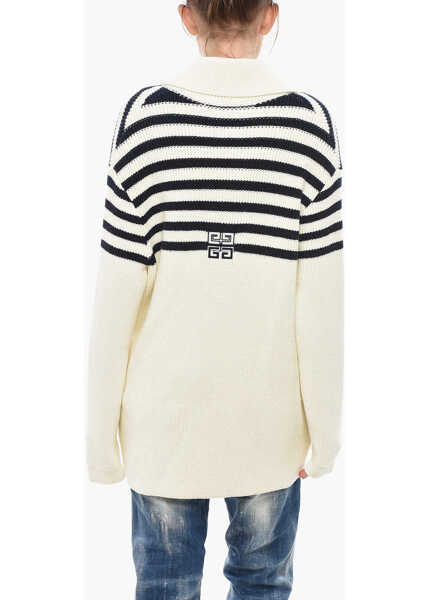 Cardigane Givenchy Cotton-Blend Double-Breasted Cardigan With Stripe Detail White Femei (BM 19754201) 2
