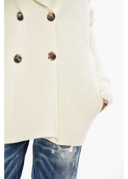 Cardigane Givenchy Cotton-Blend Double-Breasted Cardigan With Stripe Detail White Femei (BM 19754201) 3