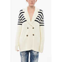 Cardigane Cotton-Blend Double-Breasted Cardigan With Stripe Detail Femei
