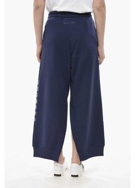 Pantaloni de trening Maison Margiela Mm6 Cropped-Fit Cotton Joggers With Slits Blue Femei (BM 19754204) 2