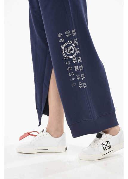 Pantaloni de trening Maison Margiela Mm6 Cropped-Fit Cotton Joggers With Slits Blue Femei (BM 19754204) 3