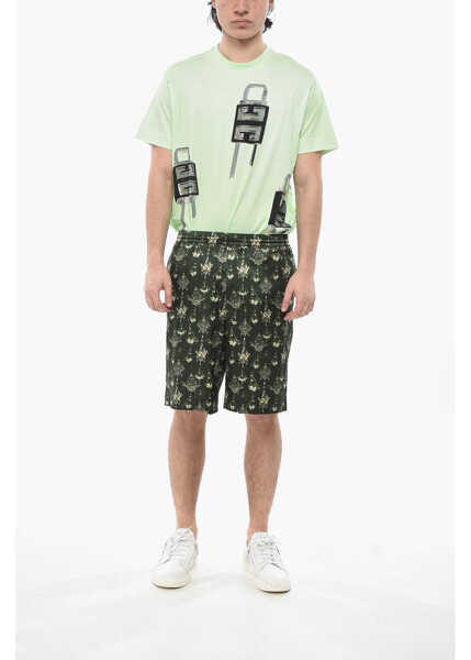 Pantaloni scurti Givenchy 4-Pocket Chandelier Silk Shorts Military Green Barbati (BM 19754210) 4