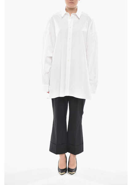 Camasi casual WARDROBE.NYC Lightweight Cotton Over White Femei (BM 19754222) 4