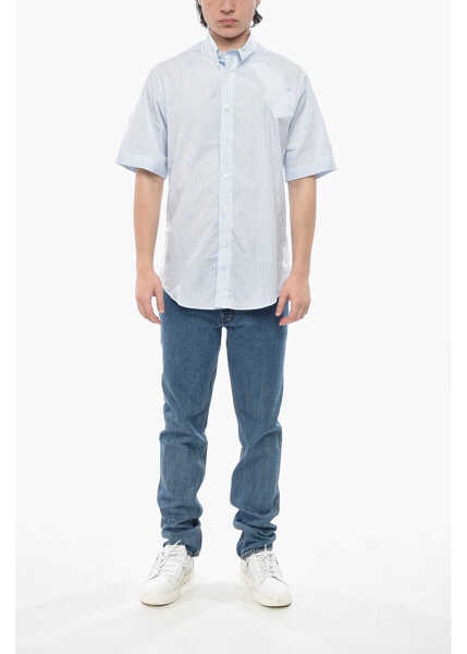 Camasi casual Givenchy Awning-Print Cotton Button-Down Shirt Light Blue Barbati (BM 19754228) 4