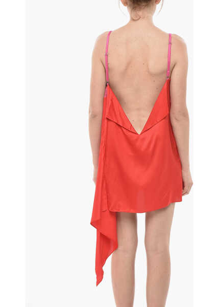 Rochii scurte DSQUARED2 Satin Slip Dress With Lace Detail Red Femei (BM 19754231) 2