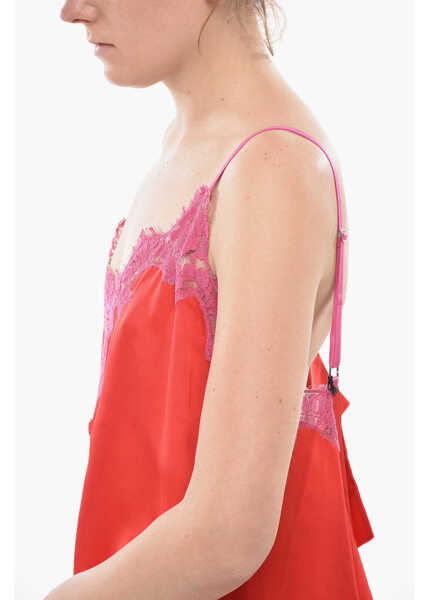 Rochii scurte DSQUARED2 Satin Slip Dress With Lace Detail Red Femei (BM 19754231) 3