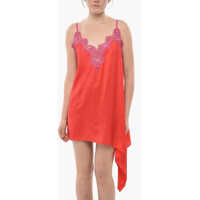 Rochii scurte Satin Slip Dress With Lace Detail Femei