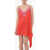 DSQUARED2 Satin Slip Dress With Lace Detail Red
