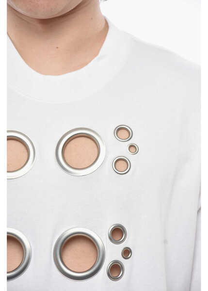 Tricouri Givenchy Oversized Cotton T-Shirt With Decorative Eyelets White Barbati (BM 19754246) 3