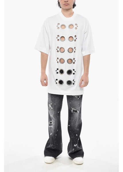 Tricouri Givenchy Oversized Cotton T-Shirt With Decorative Eyelets White Barbati (BM 19754246) 4