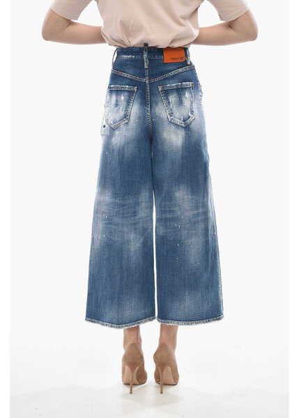 Blugi drepti DSQUARED2 Stretch Denim Jeans Page Wide Leg 32Cm Blue Femei (BM 19754252) 2