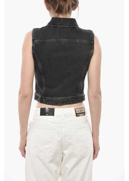 Geci de blugi Diesel Library Sleeveless Denim Jacket De-Slimmy-Sm Black Femei (BM 19754255) 2