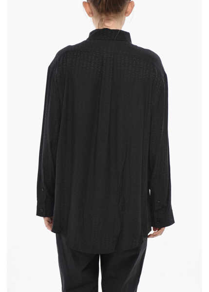 Bluze Givenchy Silk Blouse With Monogram Jacquard Motif Black Femei (BM 19754261) 2