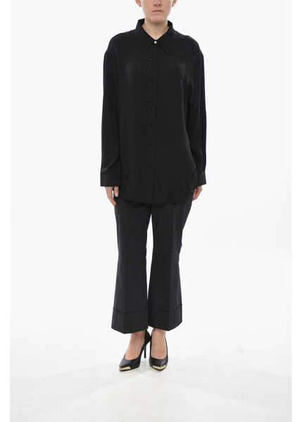 Bluze Givenchy Silk Blouse With Monogram Jacquard Motif Black Femei (BM 19754261) 4