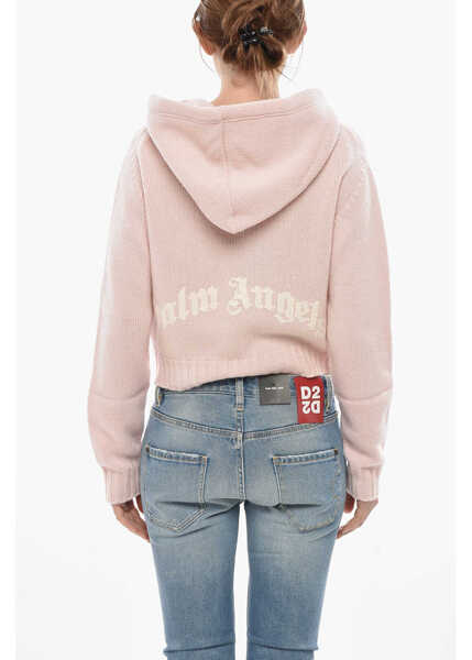 Bluze de trening Palm Angels Full-Zip Knit Curved Logo With Hood Pink Femei (BM 19754267) 2