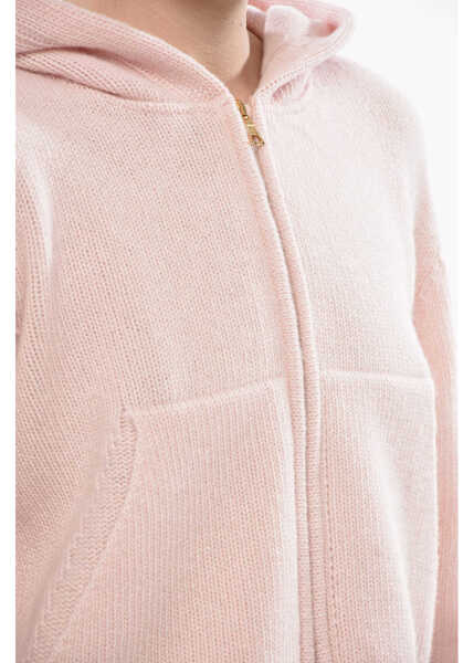 Bluze de trening Palm Angels Full-Zip Knit Curved Logo With Hood Pink Femei (BM 19754267) 3