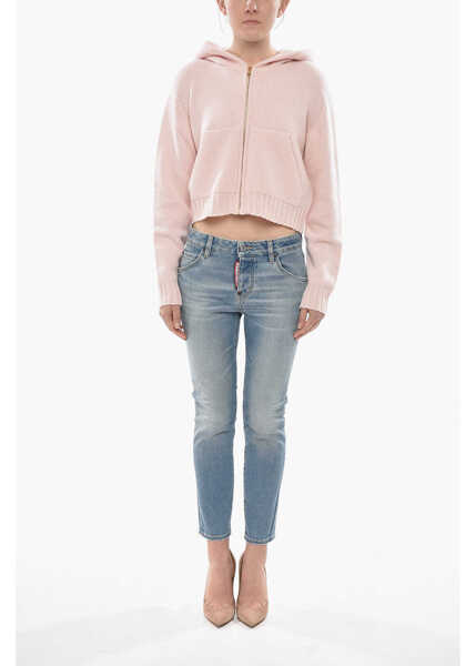 Bluze de trening Palm Angels Full-Zip Knit Curved Logo With Hood Pink Femei (BM 19754267) 4