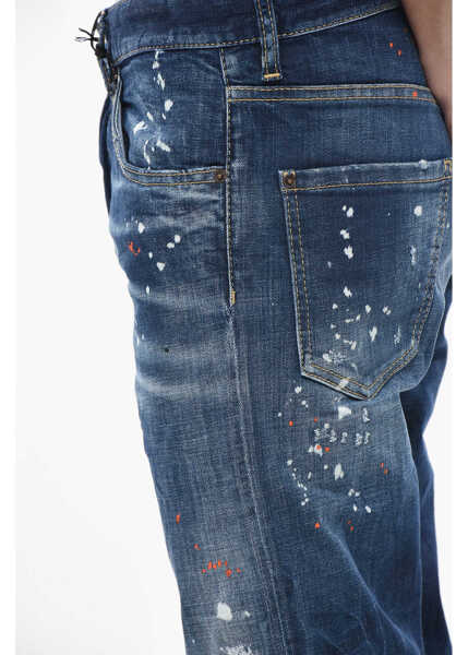 Blugi drepti DSQUARED2 Jeans 642 Vintage Effect With Paint Details 19Cm Blue Barbati (BM 19754348) 3