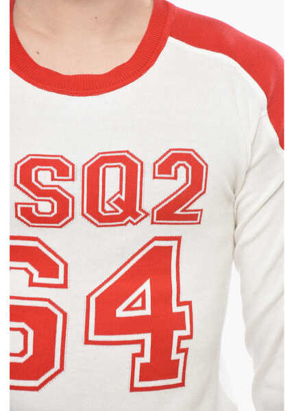 Pulovere casual DSQUARED2 Lightweight Cotton Crew Neck Knit With Contrast Details White Barbati (BM 19754357) 3
