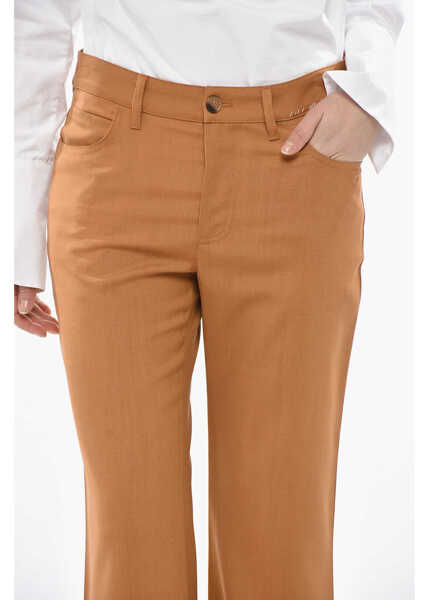 Pantaloni casual Marni Mixed-Mohair Bootcut Trousers With Belt Loops Brown Femei (BM 19754360) 3