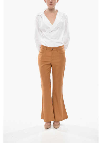 Pantaloni casual Marni Mixed-Mohair Bootcut Trousers With Belt Loops Brown Femei (BM 19754360) 4