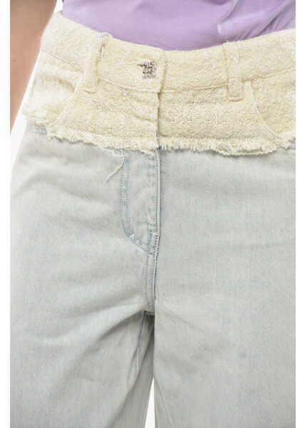 Blugi drepti Givenchy Cropped Fit Jeans With Cuffed Hem And Tweed Detail 26Cm Light Blue Femei (BM 19754363) 3