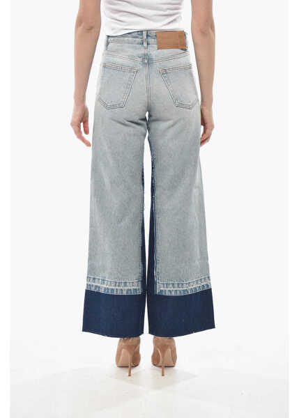Blugi drepti Maison Margiela Mm6 Two-Tone Jeans With 29Cm Raw Hem Light Blue Femei (BM 19754366) 2