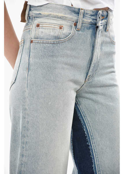Blugi drepti Maison Margiela Mm6 Two-Tone Jeans With 29Cm Raw Hem Light Blue Femei (BM 19754366) 3