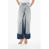 Blugi drepti Mm6 Two-Tone Jeans With 29Cm Raw Hem Femei