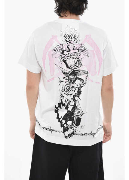 Tricouri Givenchy Cotton Crewneck T-Shirt Tattoo With Print White Barbati (BM 19754369) 2