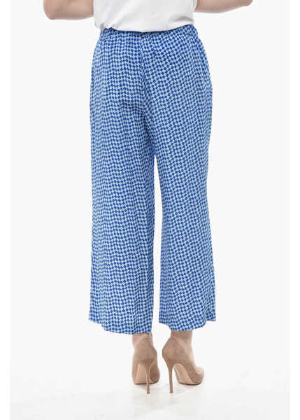 Pantaloni casual Marni Pure Silk Checked Trousers With Elastic Waist Blue Femei (BM 19754372) 2