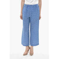 Pantaloni casual Pure Silk Checked Trousers With Elastic Waist Femei