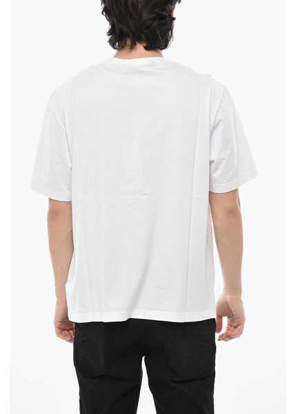 Tricouri Palm Angels Crewneck T-Shirt In Solid Color With Contrast Logo White Barbati (BM 19754375) 2