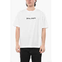 Tricouri Crewneck T-Shirt In Solid Color With Contrast Logo Barbati