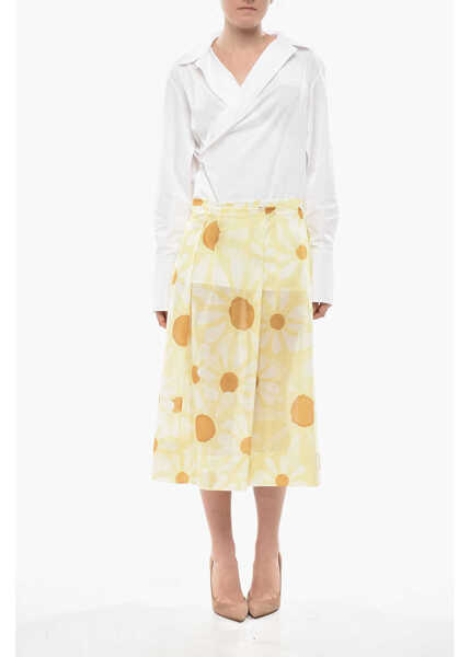 Fuste lungi Marni Cotton Flared Skirt Daisy With Darts Yellow Femei (BM 19754378) 4
