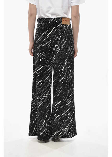 Pantaloni casual Marni Flocked Cotton 5-Pocket Pants Crayon Black & White Femei (BM 19754384) 2