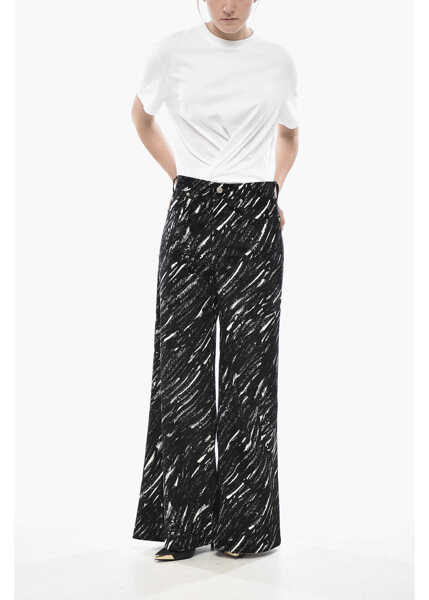 Pantaloni casual Marni Flocked Cotton 5-Pocket Pants Crayon Black & White Femei (BM 19754384) 4